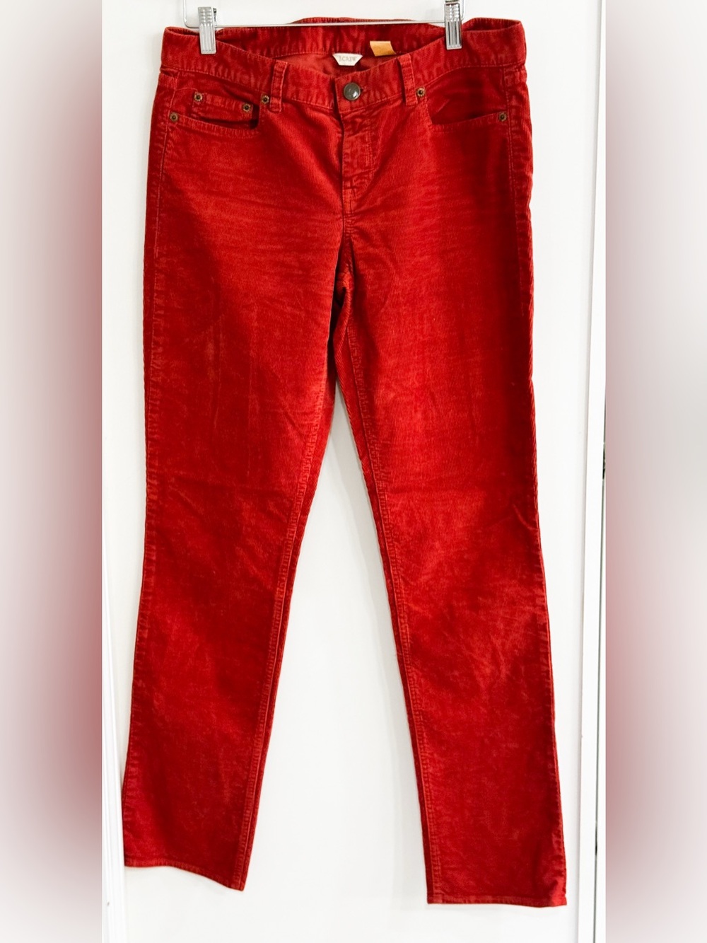 J. Crew Women's Rust Red Skinny Corduroy Pants City Fit Sz 30